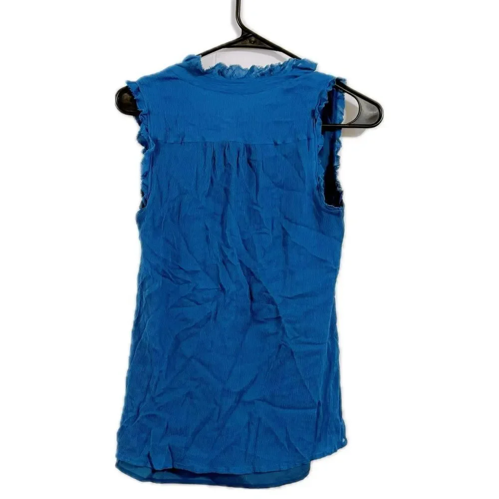 J. Crew Ruffled Blue‎ Sleeveless Blouse